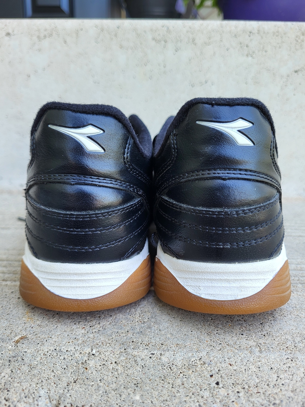 Diadora LIBERO Black Leather Sneakers with Gum Sole